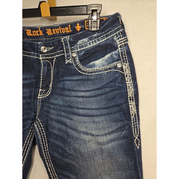 Rock Revival Berry Straight Leg Low Rise Stretch Jeans Womens Size 29 Bling Glam - Picture 4 of 10